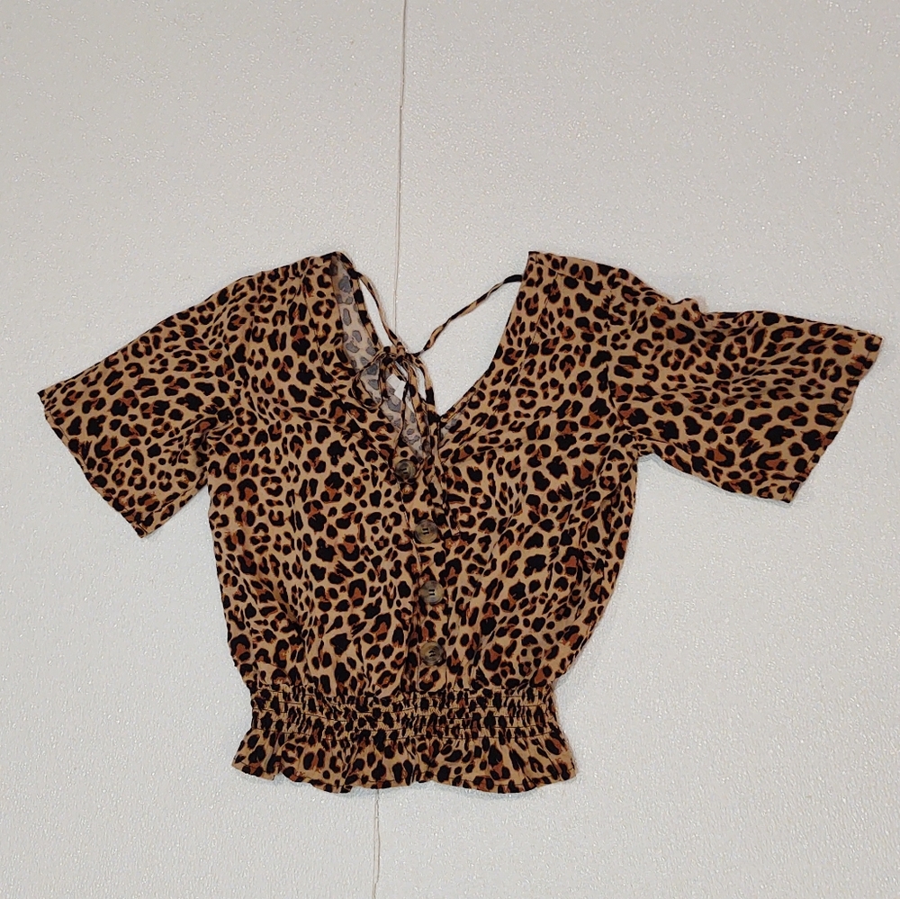 Maurices Leopard Button Front Blouse Top